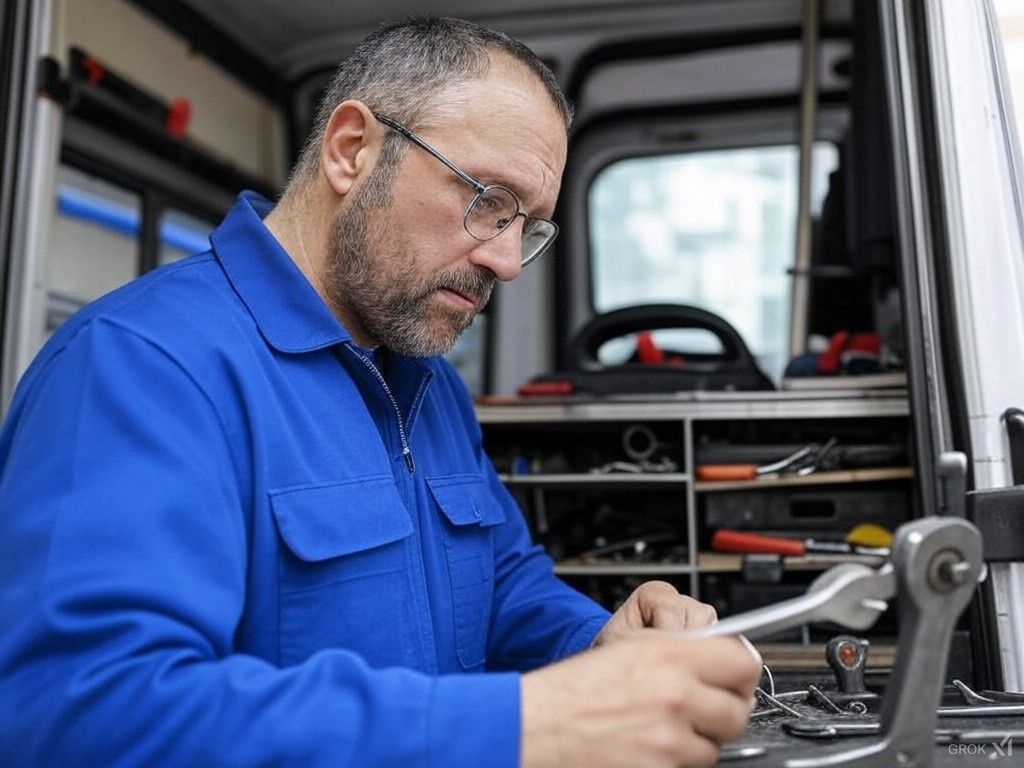 Un serrurier en train de réparer une serrure.